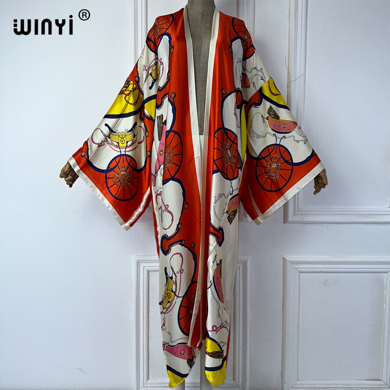 Cover Up Kaftan - WINYI boho พิมพ์กิโมโนฤดูร้อนเสื้อสเวตเตอร์ถักหญิงเสื้อ abaya ดูไบหรูหรา beach