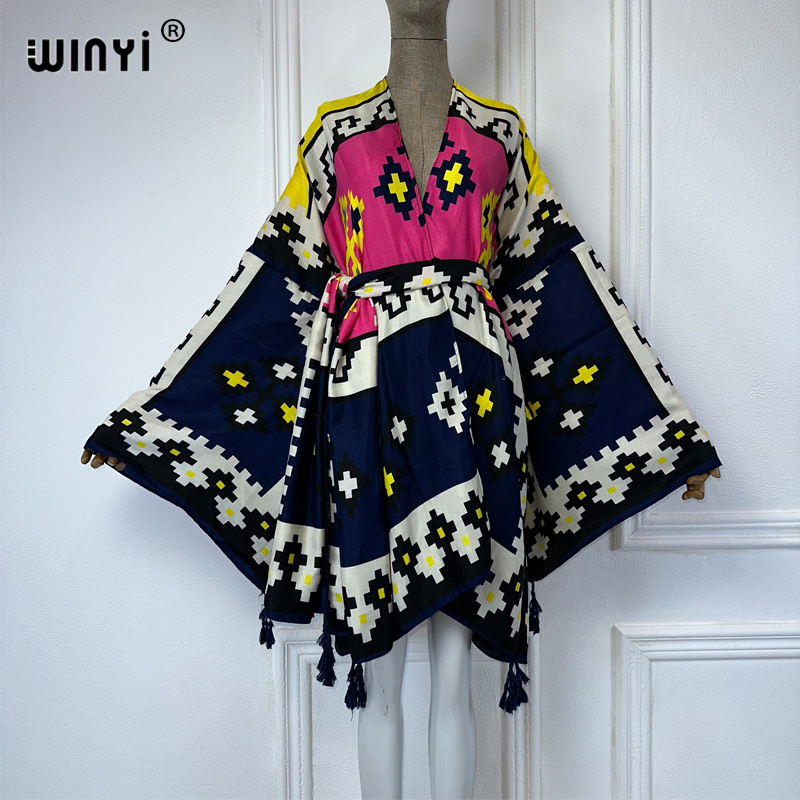 Winyi ชุดคลุมชุดกิโมโนพิมพ์ลาย - Cover Up Kaftan บทวิจารณ์และราคา