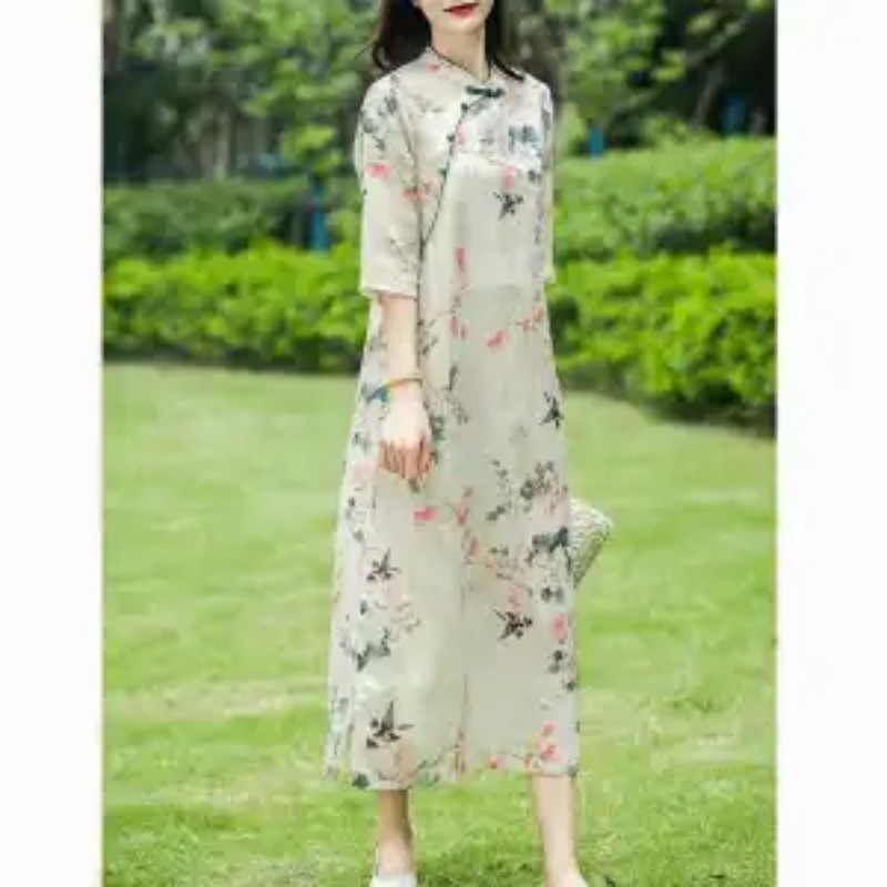 ชุดเดรสผ้าลินินสไตล์จีนสำหรับผ - Midi Skirt Floral บทวิจารณ์และราคา