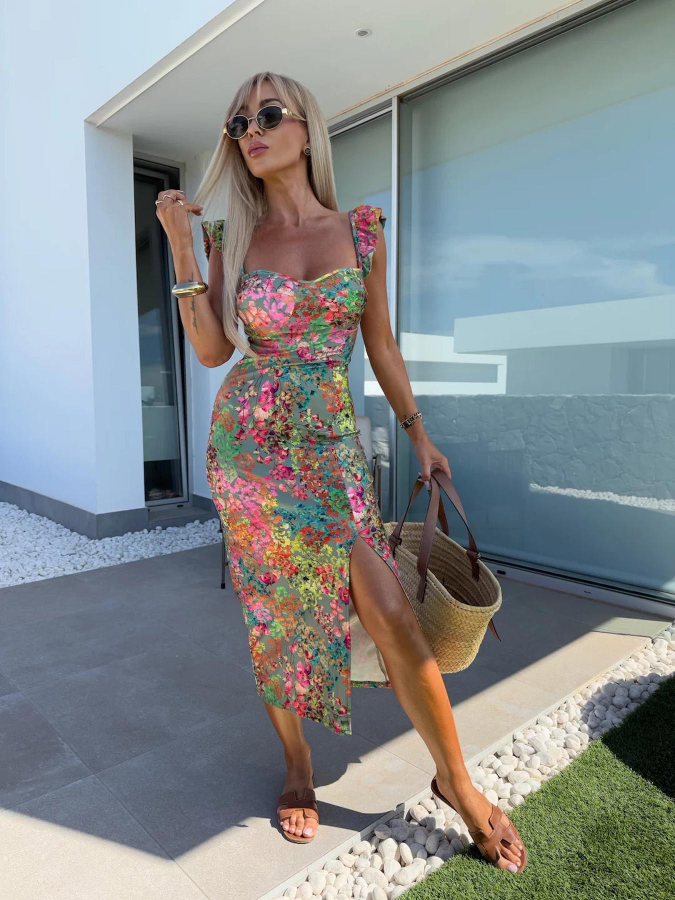 ชุดเดรสผู้หญิงสไตล์ยุโรปและอเม - Midi Skirt Floral บทวิจารณ์และราคา