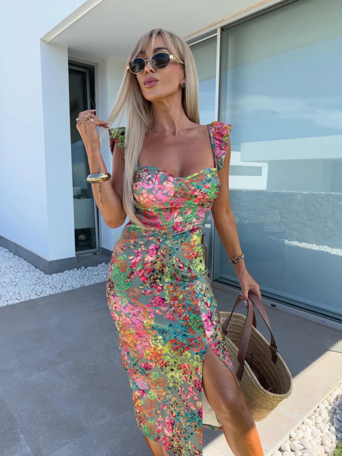 ชุดเดรสผู้หญิงสไตล์ยุโรปและอเม - Midi Skirt Floral บทวิจารณ์และราคา