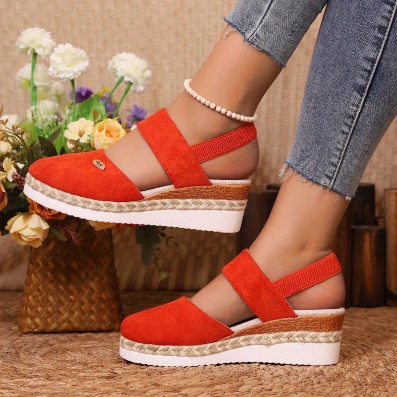 รองเท้าส้นเตารีดแบบปิดนิ้วเท้า - Wedge Espadrille Women บทวิจารณ์และราคา