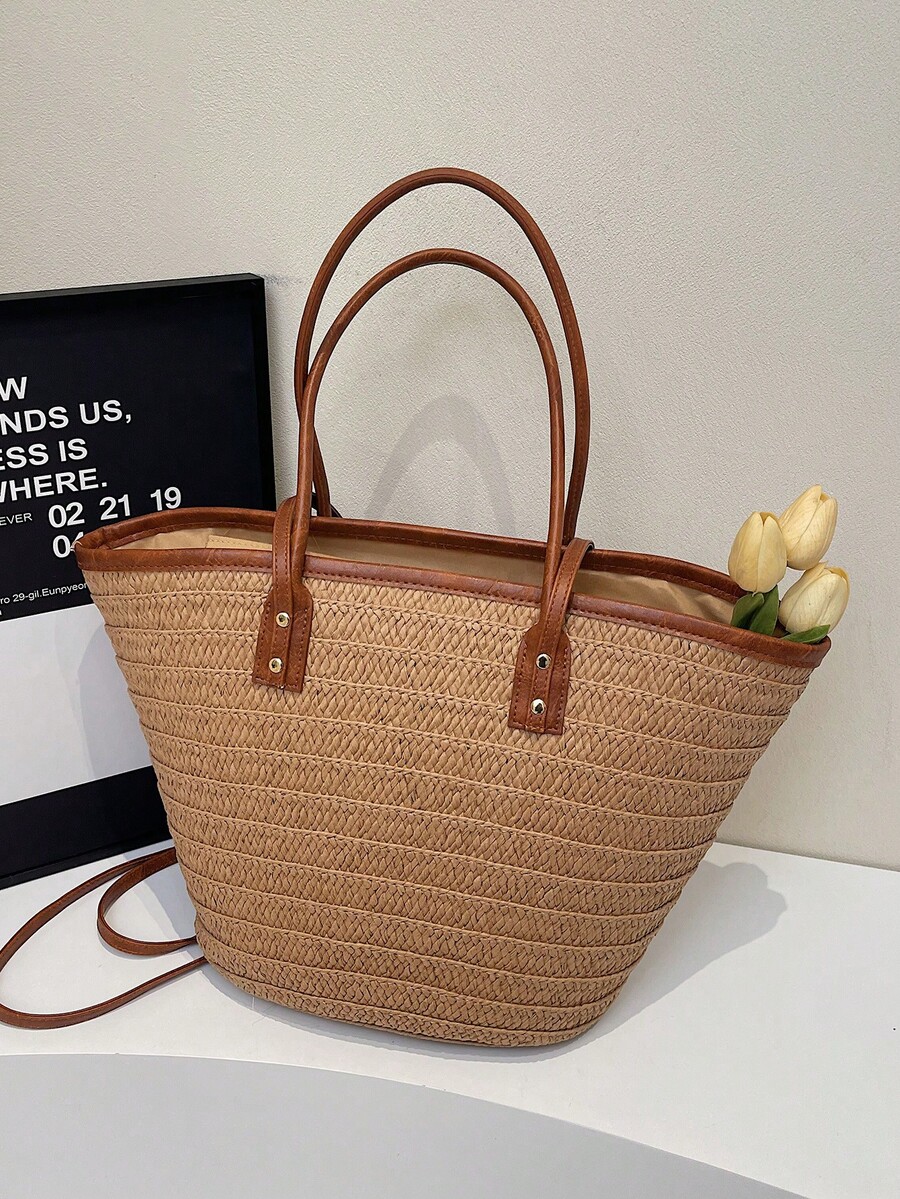 กระเป๋าถือสานขนาดใหญ่สำหรับแฟช - Tote Bag Beach บทวิจารณ์และราคา
