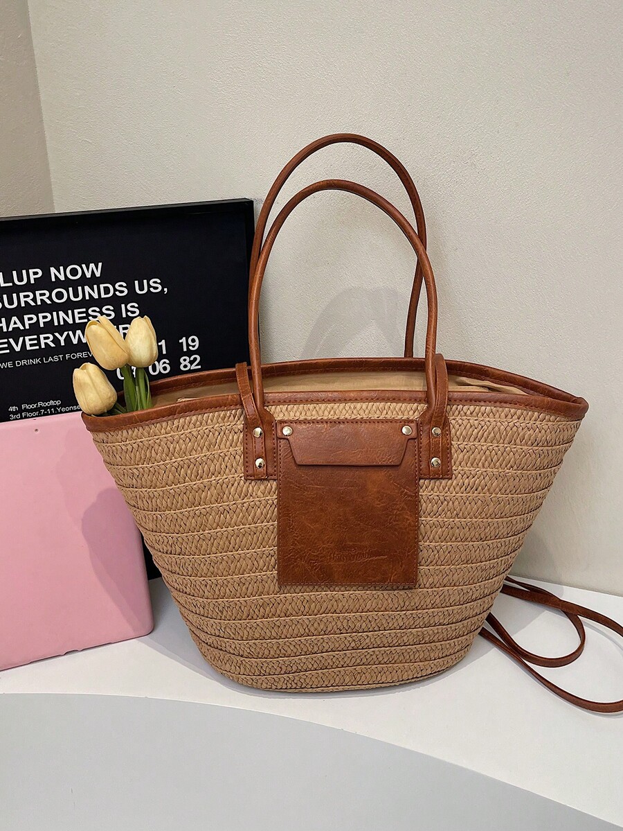 กระเป๋าถือสานขนาดใหญ่สำหรับแฟช - Tote Bag Beach บทวิจารณ์และราคา