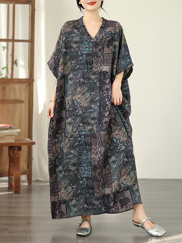 เดรสยาวสไตล์วินเทจลายดอกไม้ฤดู - Linen Dress Wrap บทวิจารณ์และราคา